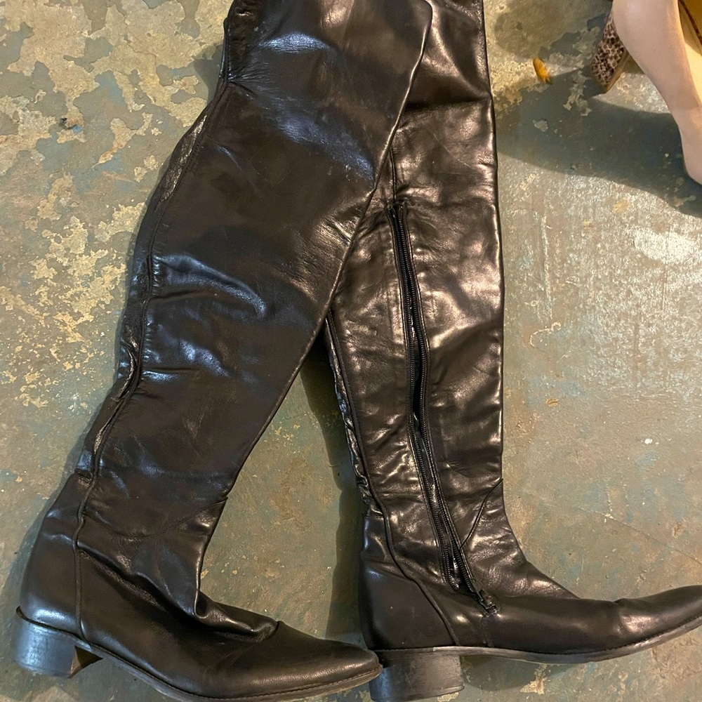 Genuine Leather European over knee flat boots